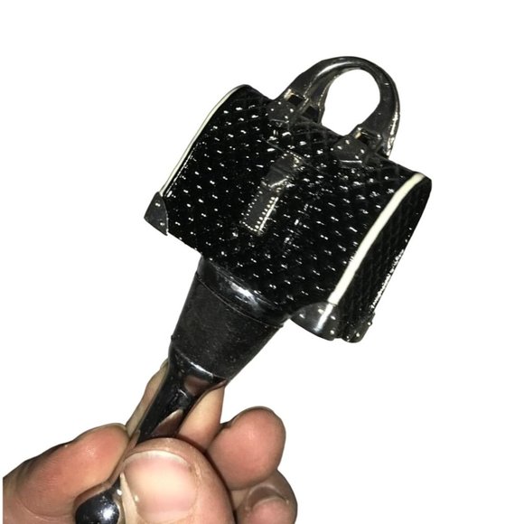 Black/Silver Handled Classy Handbag Purse Bottle Stopper 4'' - Picture 3 of 5